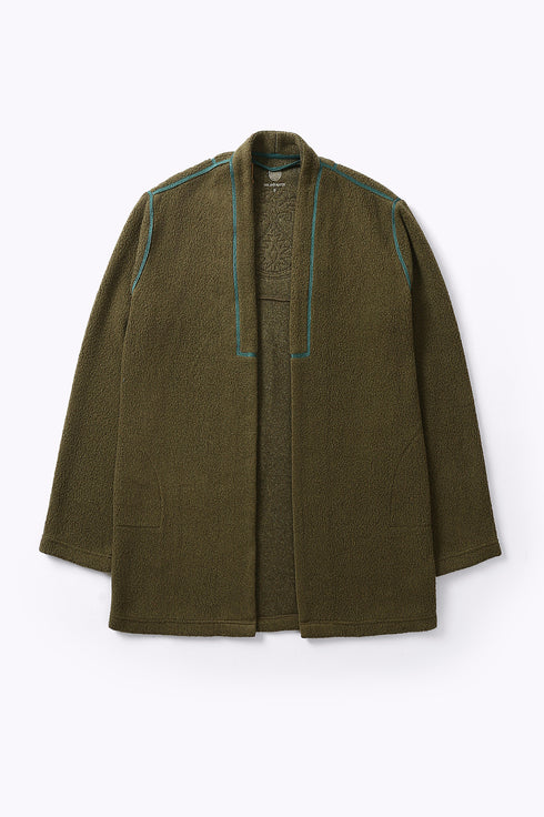 Jacket in faux fur with embroidery on the back